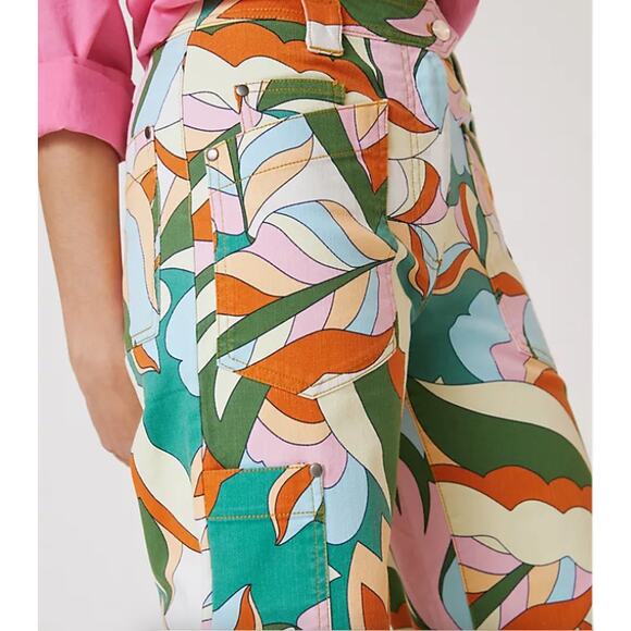 Anthropologie X Maeve Lily Gardeners Crop Denim Pants Multicolor 29 x 24 P - Picture 3 of 10